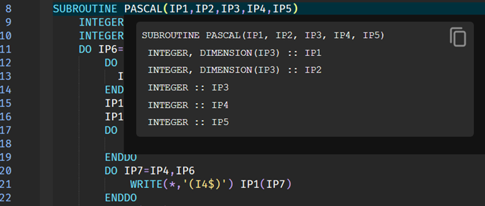 Fortran Language Server Hover