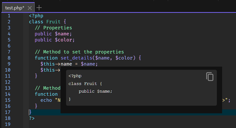 LSP PHP Hover